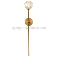 American Modern Style Gold color iron glass ball lamp shade luxury indoor wall lamp for bedroom