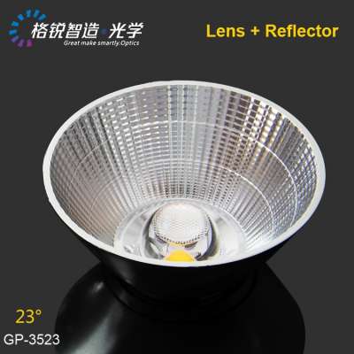 PC material COB reflector for spotlight GP-3523 35mm 23 degree high reflective reflector expert led light cup optical designer